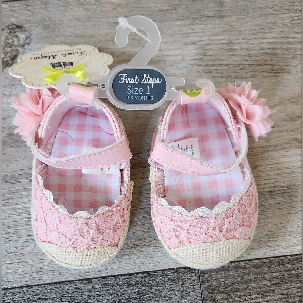First Steps Pink Soft-Soled Baby Walker Shoes with Elastic Strap